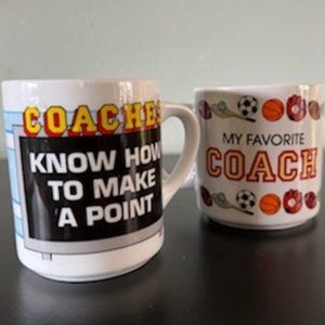 2 Mugs ~ Coaches Know How To Make A Point ~ My Favorite Coach